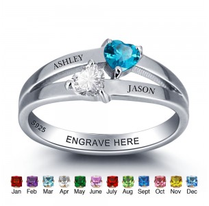 Birthstone Ring, Sterling Silver Personalized Engravable Ring JEWJORI101976